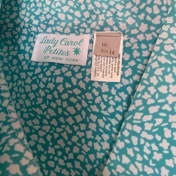 Vintage 60’s/70’s Lady Carol Petites of New York Teal Patterned Dress 👗 - Picture 5 of 7